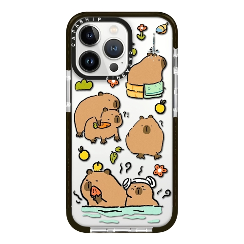 

For iPhone 15 Pro Simple Illustration Pattern Full Coverage Phone Case(Capybara B)