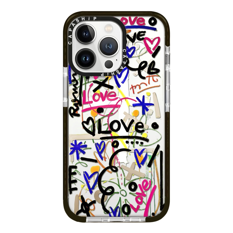 

For iPhone 15 Pro Max Simple Illustration Pattern Full Coverage Phone Case(Graffiti Letters C)