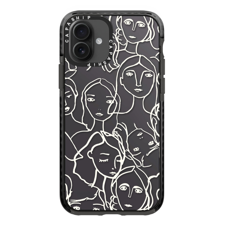 

For iPhone 16 Simple Illustration Pattern Full Coverage Phone Case(Simple Girl A)