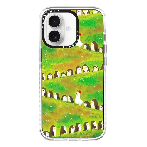 

For iPhone 16 Simple Illustration Pattern Full Coverage Phone Case(Penguin)