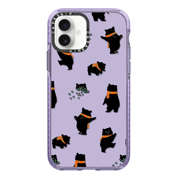 

For iPhone 16 Plus Simple Illustration Pattern Full Coverage Phone Case(Cute Dog Bear C)