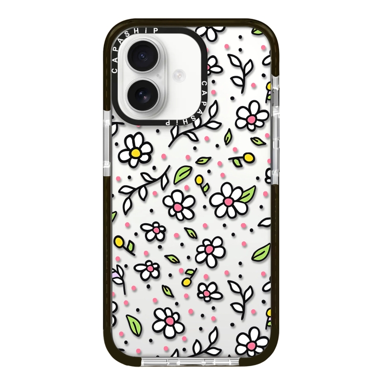 

For iPhone 16 Plus Simple Illustration Pattern Full Coverage Phone Case(Fresh Flower C)
