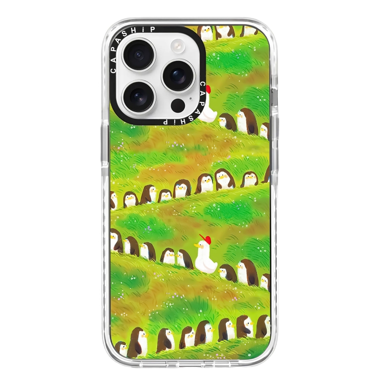 

For iPhone 16 Pro Simple Illustration Pattern Full Coverage Phone Case(Penguin)