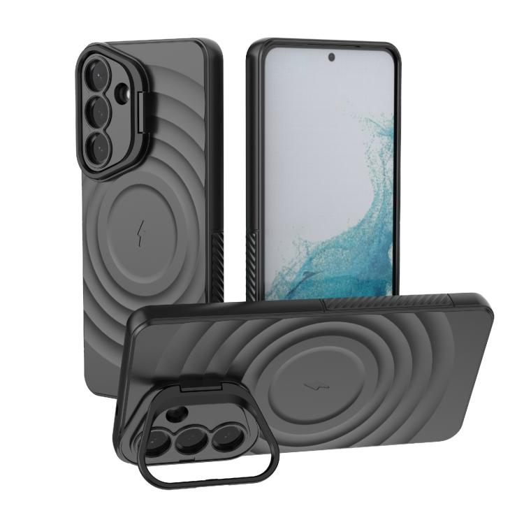 For Samsung Galaxy S26+ 5G Lens Frame Bracket Corrugated MagSafe Phone Case(Black) — купить у Sunsky-online WW