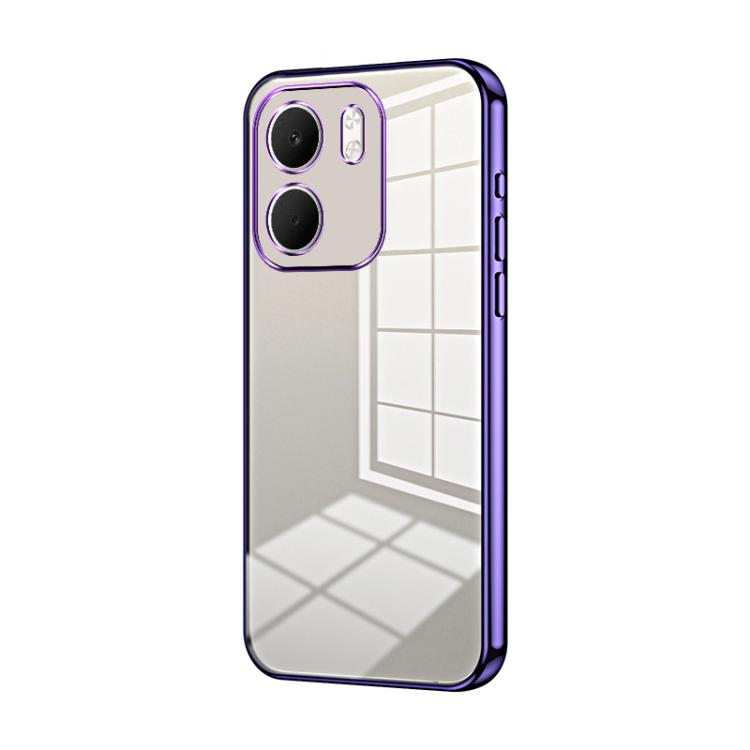 

For OPPO A5x 5G Global Transparent Plating Fine Hole Phone Case(Purple)