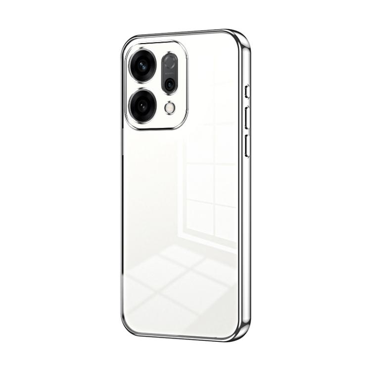 

For OPPO Reno14 5G Global Transparent Plating Fine Hole Phone Case(Silver)