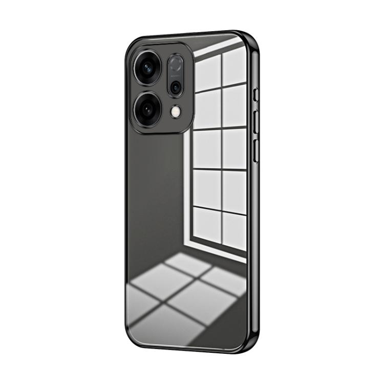 

For OPPO Reno14 5G Global Transparent Plating Fine Hole Phone Case(Black)