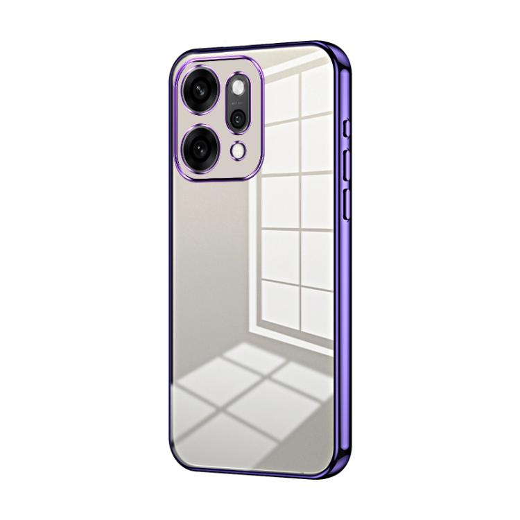

For OPPO Reno14 Pro 5G Global Transparent Plating Fine Hole Phone Case(Purple)