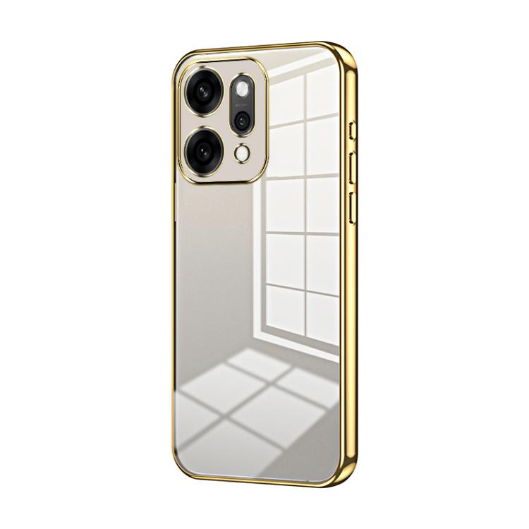 

For OPPO Reno14 Pro 5G Global Transparent Plating Fine Hole Phone Case(Gold)