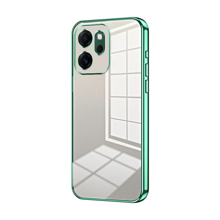 

For OPPO Reno14 F 5G Global Transparent Plating Fine Hole Phone Case(Green)