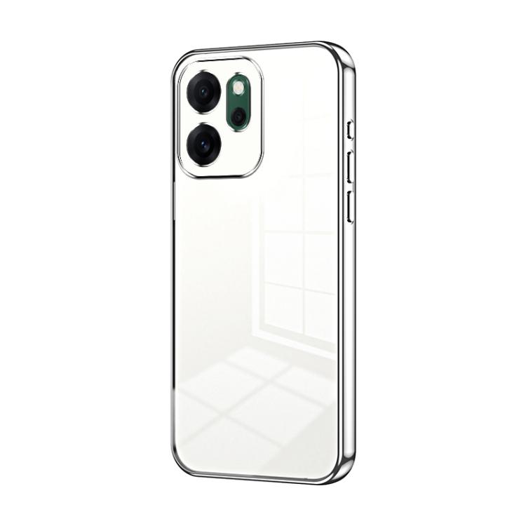 

For OPPO Reno14 F 5G Global Transparent Plating Fine Hole Phone Case(Silver)