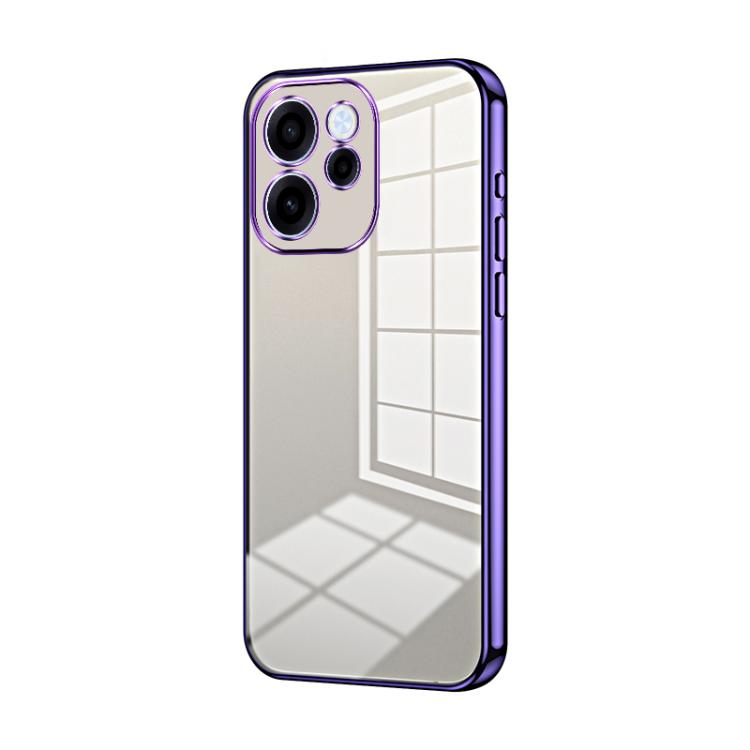 

For OPPO Reno15 FS 5G Transparent Plating Fine Hole Phone Case(Purple)