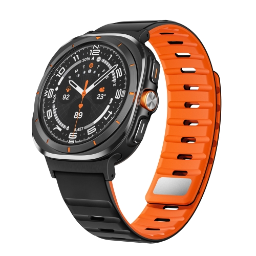 

For Samsung Galaxy Watch Ultra 47mm Magnetic Silicone Watch Band(Black Orange+Black)