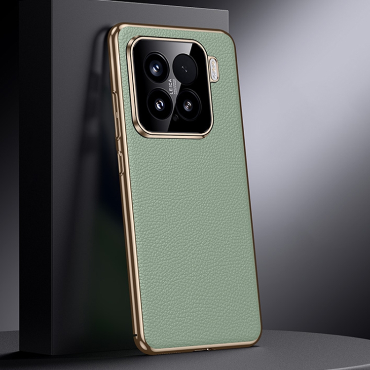 

For Xiaomi 15 Genuine Leather PC Phone Case(Green)