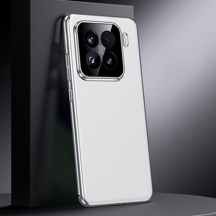 

For Xiaomi 15 Pro Genuine Leather PC Phone Case(White)