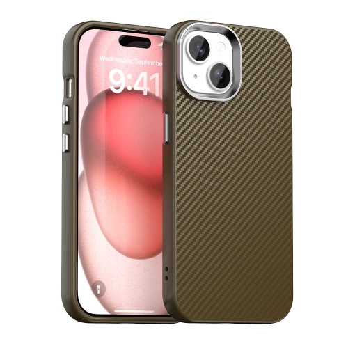 

For iPhone 15 Plus Carbon Fiber Series IMD Phone Case(Brown)
