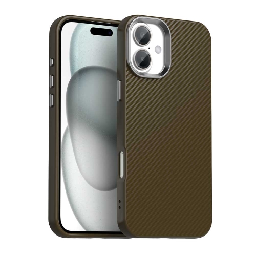 

For iPhone 16 Carbon Fiber Series IMD Phone Case(Brown)