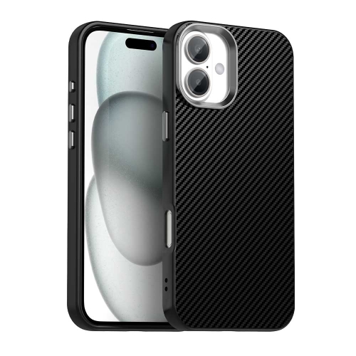 

For iPhone 16 Plus Carbon Fiber Series IMD Phone Case(Black)