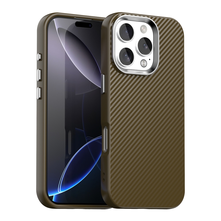 

For iPhone 16 Pro Carbon Fiber Series IMD Phone Case(Brown)