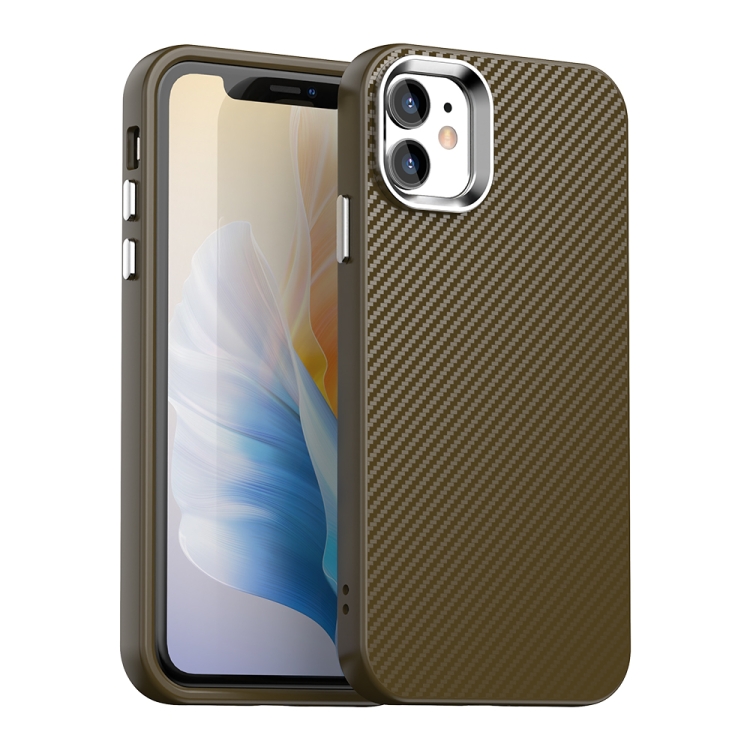 

For iPhone 11 Carbon Fiber Series IMD Phone Case(Brown)
