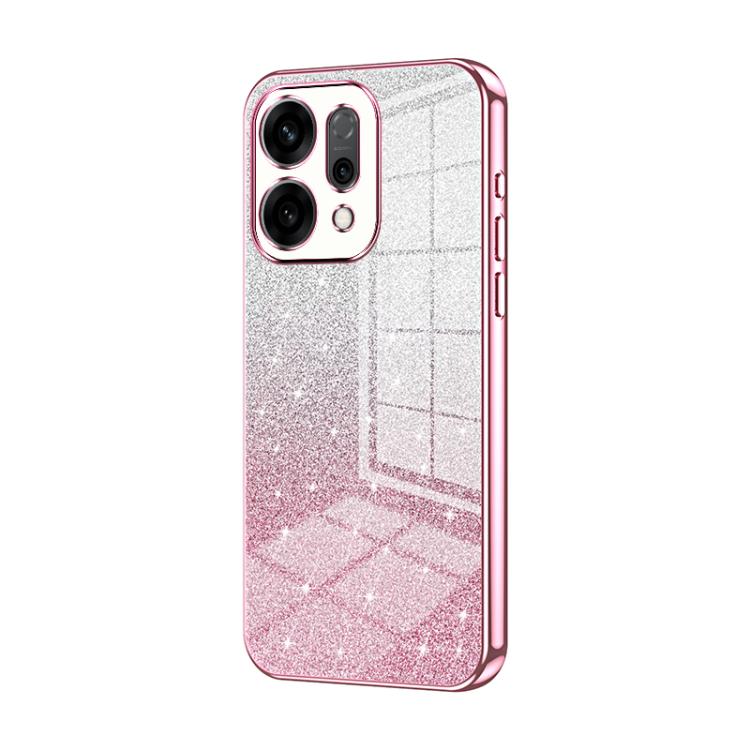 

For OPPO Reno14 5G Global Gradient Glitter Powder Electroplated Phone Case(Pink)
