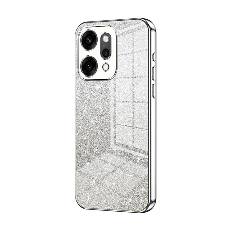 

For OPPO Reno14 Pro 5G Global Gradient Glitter Powder Electroplated Phone Case(Silver)