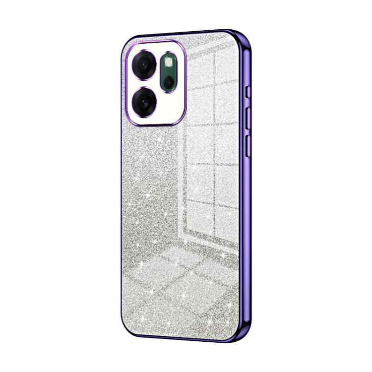 

For OPPO Reno14 F 5G Global Gradient Glitter Powder Electroplated Phone Case(Purple)