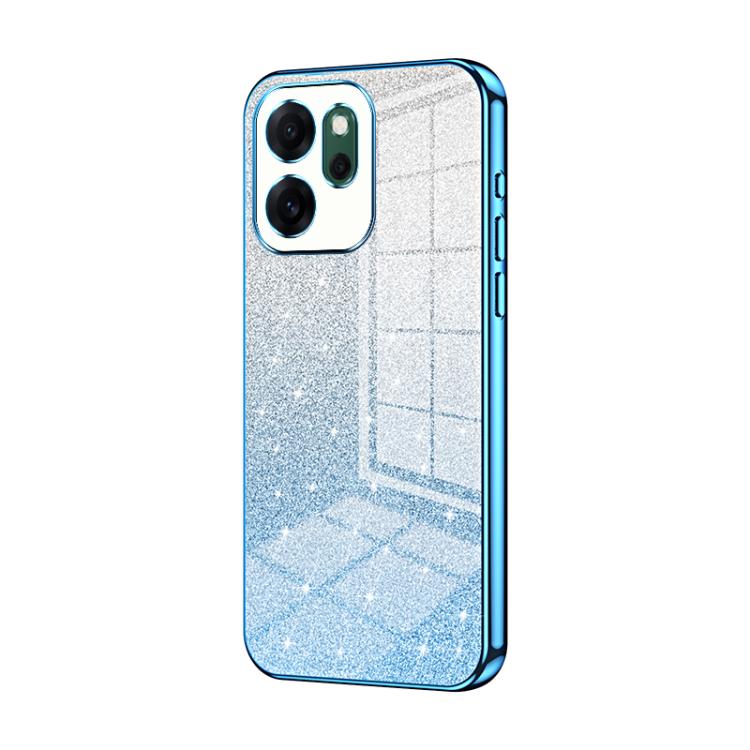 

For OPPO Reno14 F 5G Global Gradient Glitter Powder Electroplated Phone Case(Blue)
