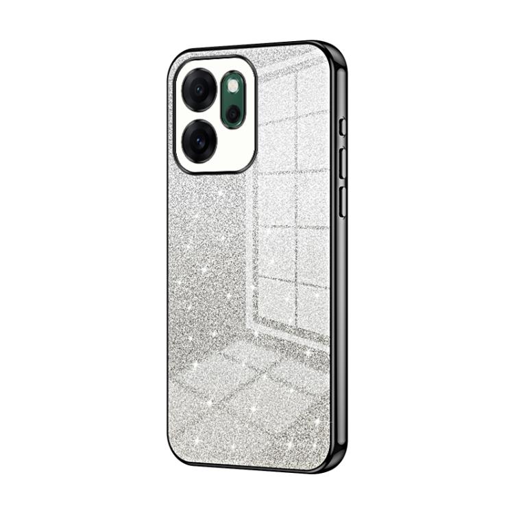 

For OPPO Reno14 F 5G Global Gradient Glitter Powder Electroplated Phone Case(Black)