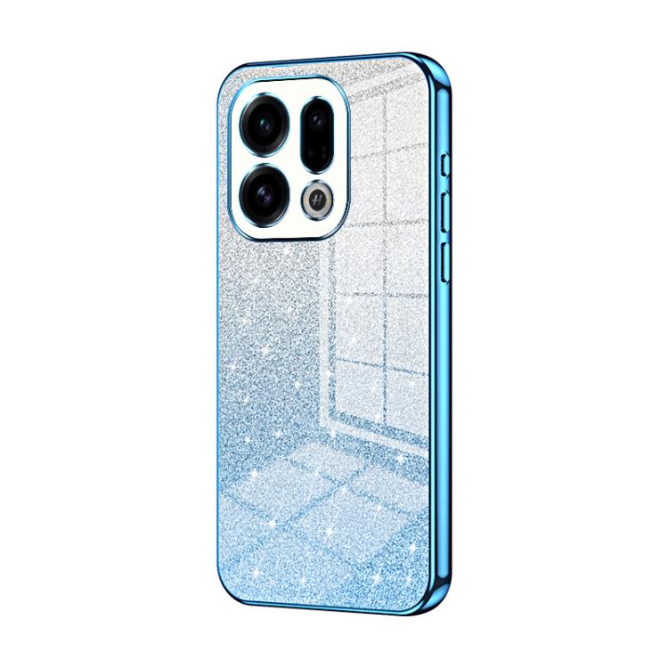 For OPPO Find X9 Gradient Glitter Powder Electroplated Phone Case(Blue)