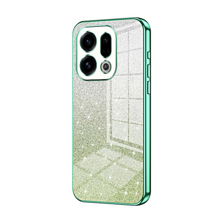 

For OPPO Find X9 Gradient Glitter Powder Electroplated Phone Case(Green)