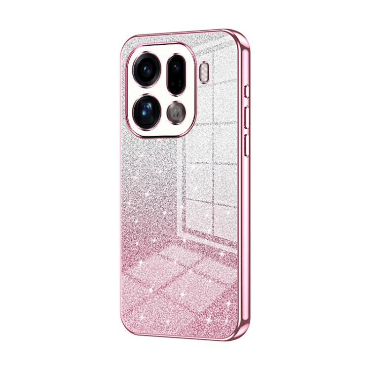 

For OPPO Find X9 Pro Gradient Glitter Powder Electroplated Phone Case(Pink)