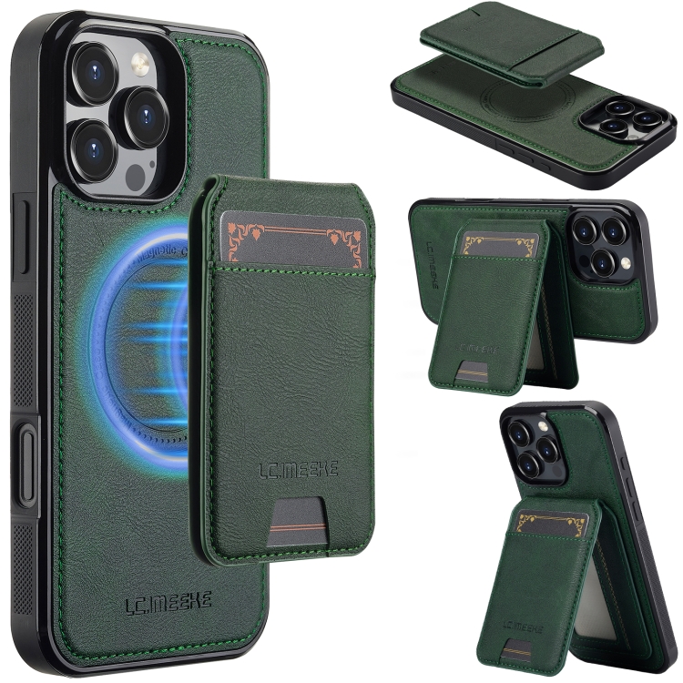 

For iPhone 16 Pro Max LC.IMEEKE L3 Series Detachable RFID Card Bag Magsafe Phone Case(Green)
