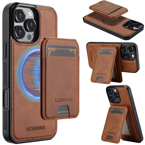 

For iPhone 16 Pro LC.IMEEKE L3 Series Detachable RFID Card Bag Magsafe Phone Case(Brown)