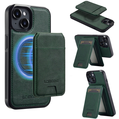

For iPhone 15 LC.IMEEKE L3 Series Detachable RFID Card Bag Magsafe Phone Case(Green)