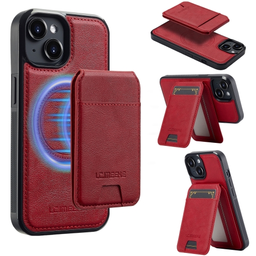 

For iPhone 15 Plus / 14 Plus LC.IMEEKE L3 Series Detachable RFID Card Bag Magsafe Phone Case(Red)