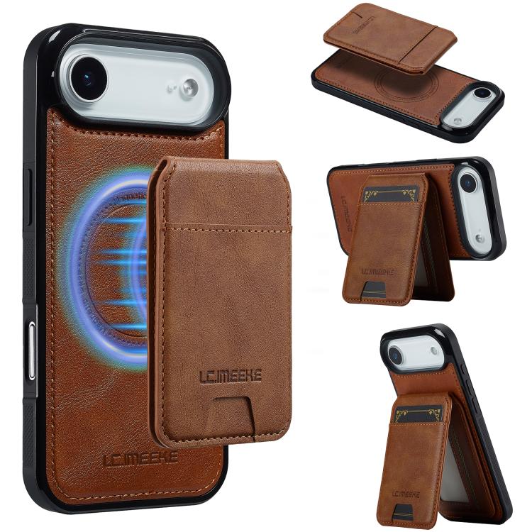 

For iPhone Air LC.IMEEKE L3 Series Detachable RFID Card Bag Magsafe Phone Case(Brown)