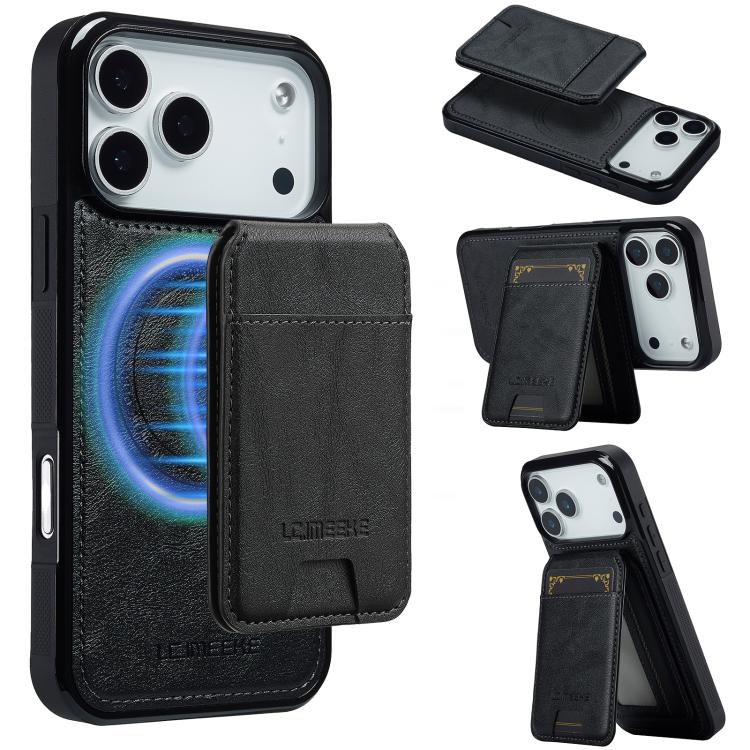 

For iPhone 17 Pro Max LC.IMEEKE L3 Series Detachable RFID Card Bag Magsafe Phone Case(Black)