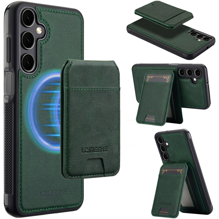 

For Samsung Galaxy S24 5G LC.IMEEKE L3 Series Detachable RFID Card Bag Magsafe Phone Case(Green)