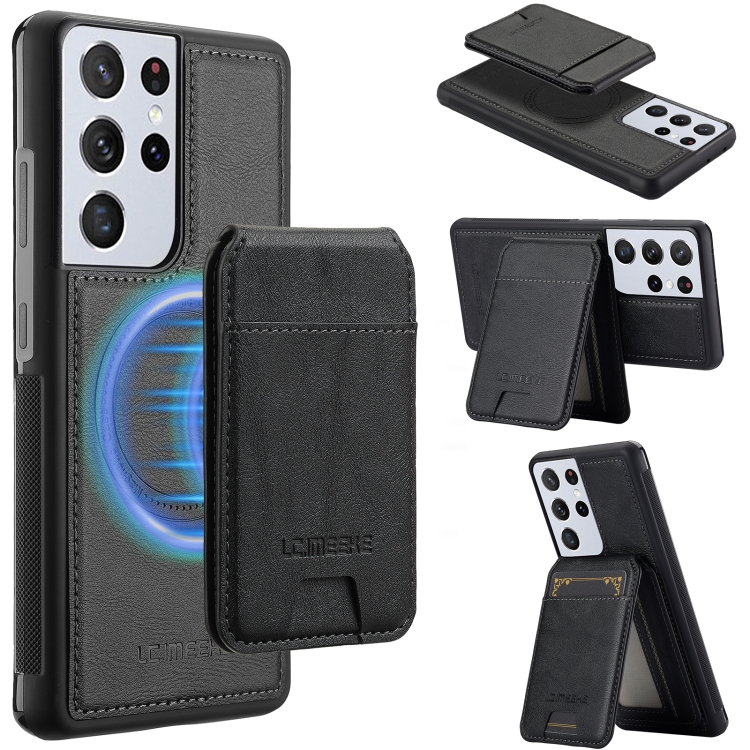 

For Samsung Galaxy S21 Ultra 5G LC.IMEEKE L3 Series Detachable RFID Card Bag Magsafe Phone Case(Black)