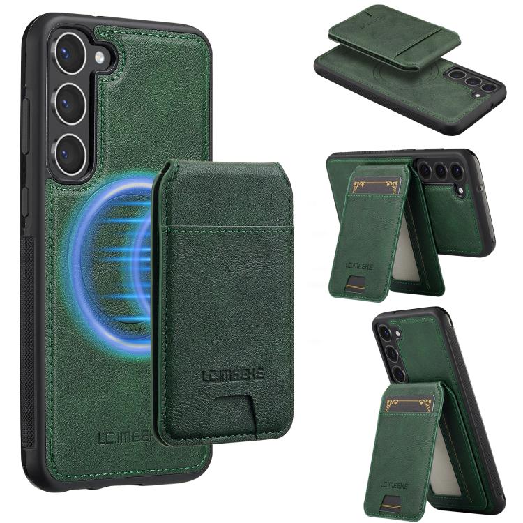 

For Samsung Galaxy S25+ 5G LC.IMEEKE L3 Series Detachable RFID Card Bag Magsafe Phone Case(Green)