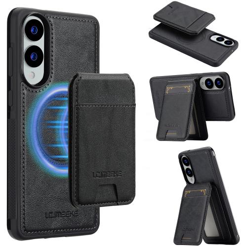 

For Samsung Galaxy S25 Edge 5G LC.IMEEKE L3 Series Detachable RFID Card Bag Magsafe Phone Case(Black)