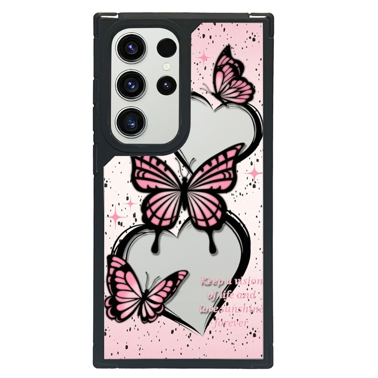 

For Samsung Galaxy S23 Ultra 5G Creative Art Pattern Full Coverage Phone Case(Pink Butterfly)