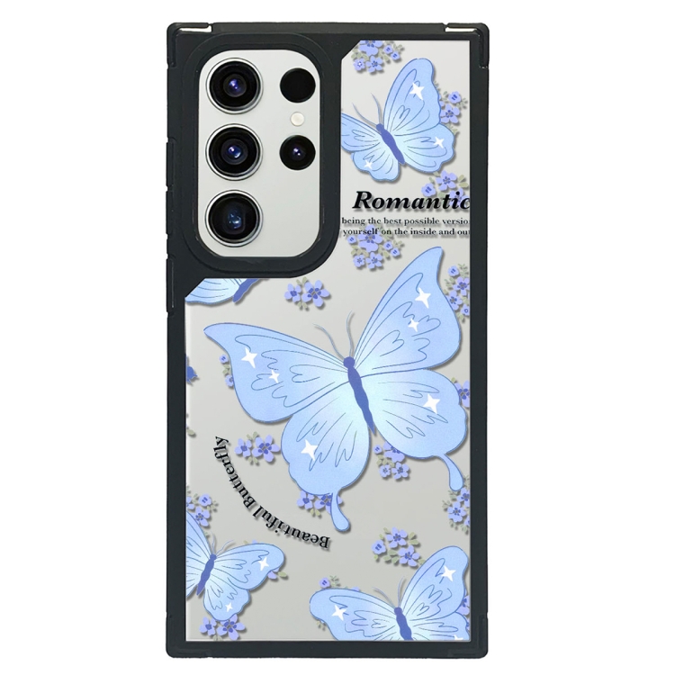 

For Samsung Galaxy S22 Ultra 5G Creative Art Pattern Full Coverage Phone Case(Blue Butterfly)