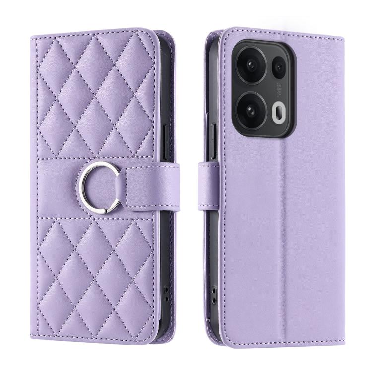 

For OPPO Reno13 Pro 5G Ring Buckle Rhombic Leather Phone Case(Purple)