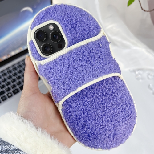 

For iPhone 12 Pro Max Creative Plush Slipper Design TPU Phone Case(Light Purple)