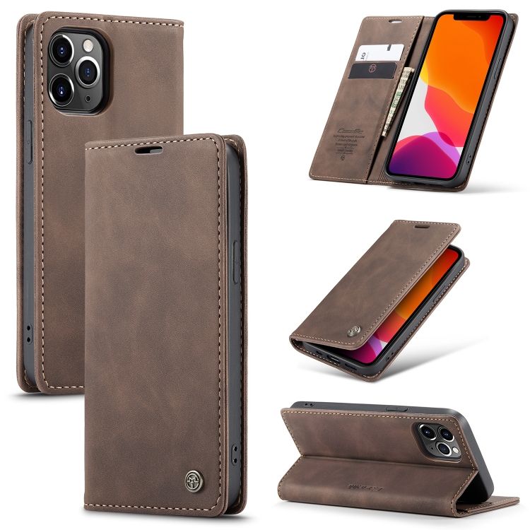 

For iPhone 12 Pro Max CaseMe-013 Multifunctional Retro Frosted Horizontal Flip Leather Case with Card Slot & Holder & Wallet(Coffee)