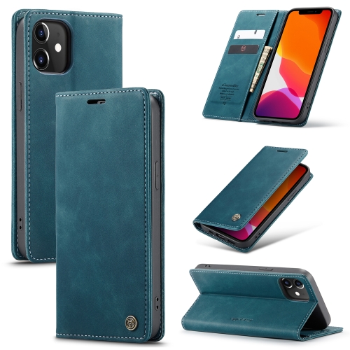 For iPhone 12 / 12 Pro CaseMe-013 Multifunctional Retro Frosted Horizontal Flip Leather Case with Card Slot & Holder & Wallet(Blue) for iphone 11 pro wheat straw material tpu phone case green
