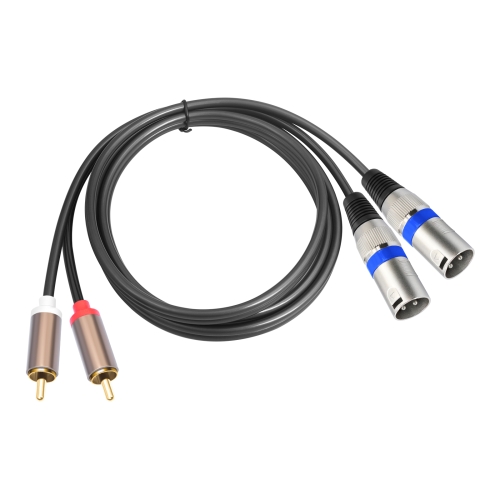 

2 RCA Male to 2 XLR 3pin Male Audio Cable, Length:1.5m(Black Silver)