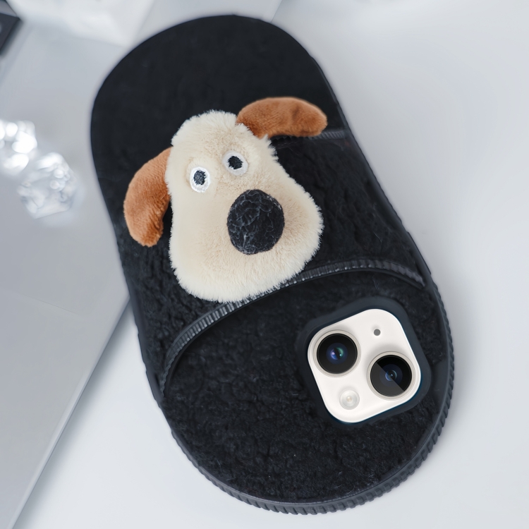 

For iPhone 14 / 13 Creative Plush Doll Slipper Design TPU Phone Case(Chief Dog)